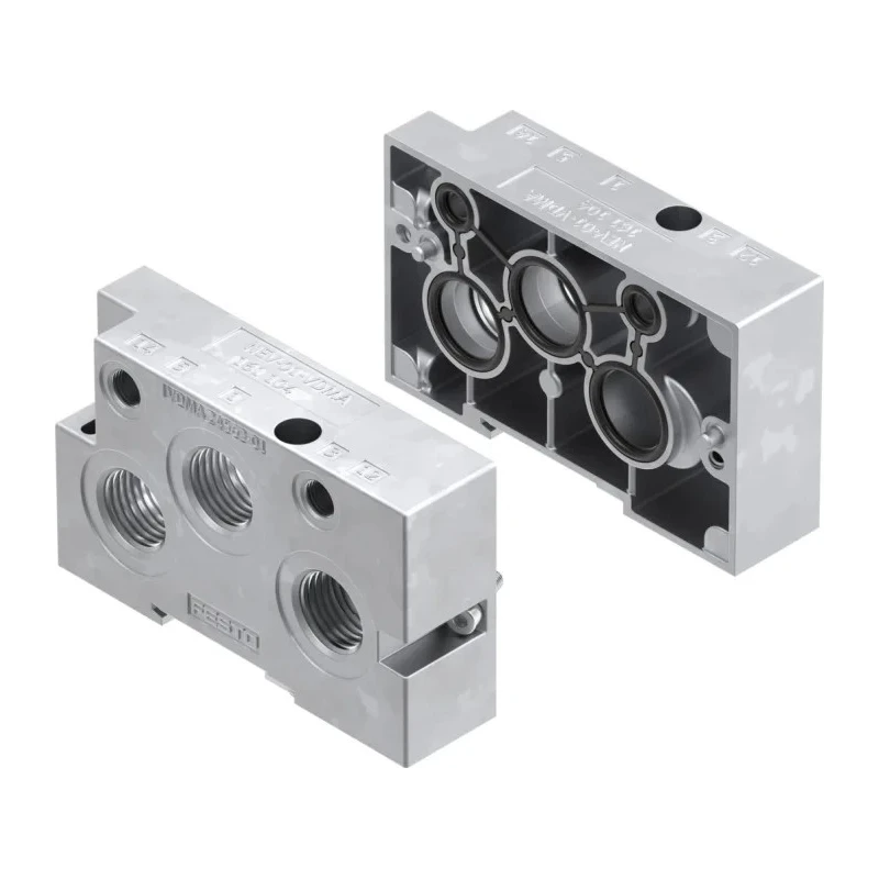 Festo NEV series 3 station G Manifold End Base with Aluminium Body for Solenoid Pneumatic Valves NEV-01-VDMA