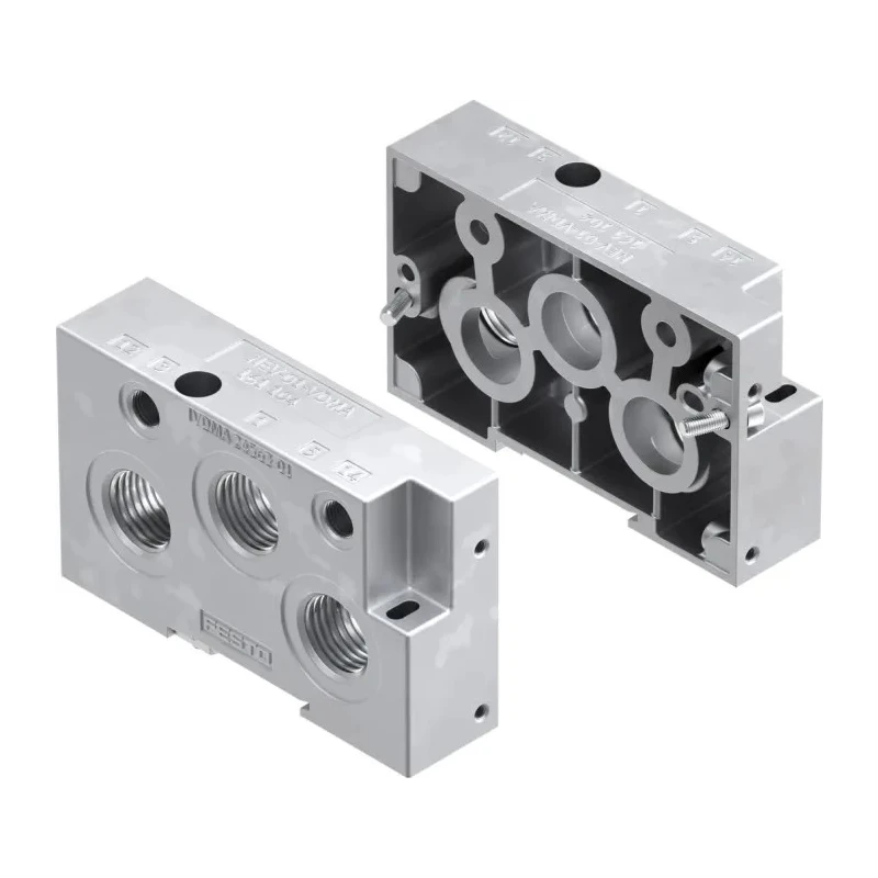 Festo NEV series 3 station G Manifold End Base with Aluminium Body for Solenoid Pneumatic Valves NEV-01-VDMA