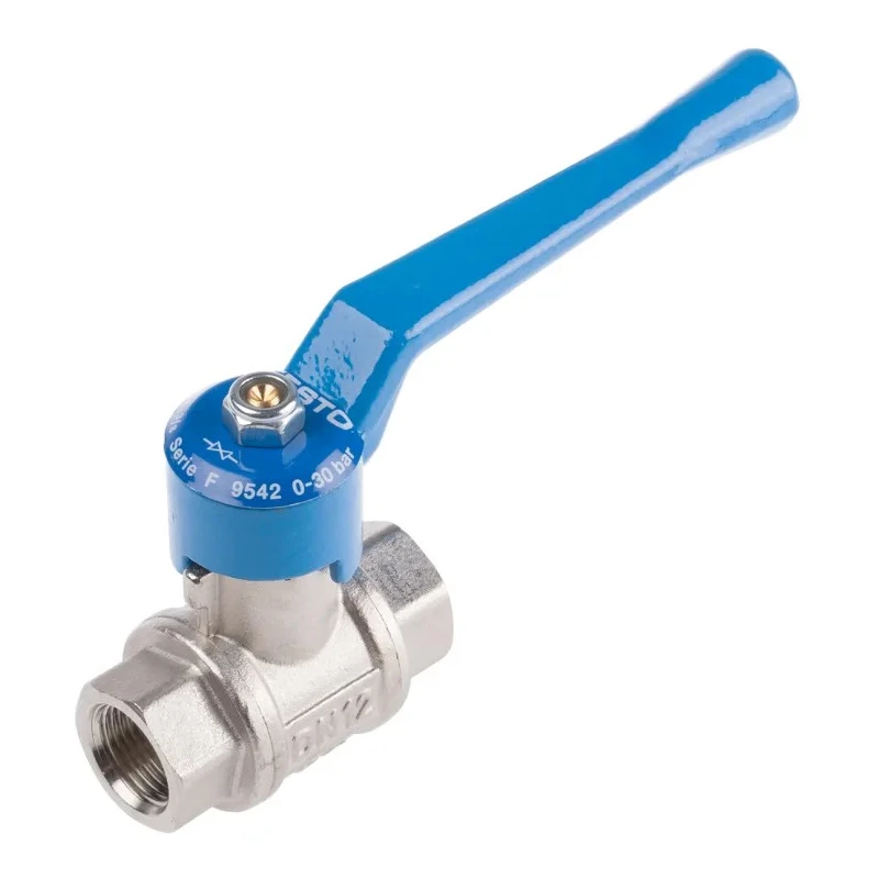 Festo Brass Threaded 2/2-Way and 3/2-Way Ball Piston Spool Valve, G 1 Bar, Aluminium Handle QH-3/8