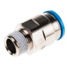 Festo Pneumatic Fitting Brass Push-in Threaded-to-Tube Male R 3/8 in, 16mm Nickel Finish QS-3/8-16