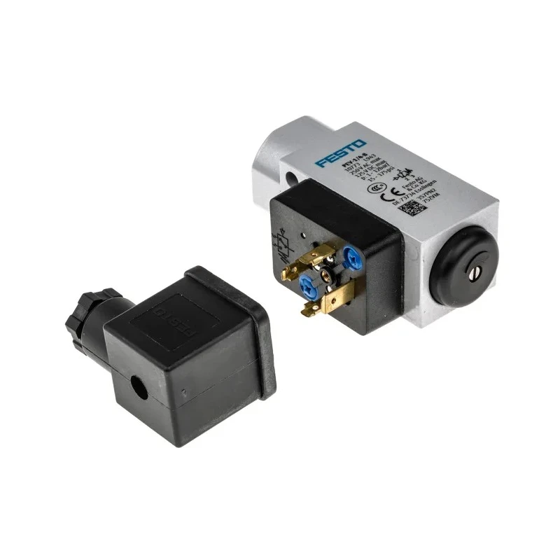 Festo Pneumatic Pressure Switch, 1/4 in Port, 1 bar to 12 bar, 125 V, 5 A, IP65, Through Hole Mount, Model PEV-1/4-B