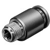 Festo QS Series Pneumatic Fitting 10mm Push-in, Male Thread 1/2 in R Brass Nickel Plated QS-1/2-10-I