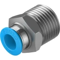 Festo Pneumatic Fitting QS Series 10mm Push-in Tube to 1/2 in R Male Threaded Connection Nickel Finished Brass QS-1/2-10