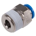 Festo Pneumatic Fitting QS Series 10mm Push-in Tube to 1/2 in R Male Threaded Connection Nickel Finished Brass QS-1/2-10