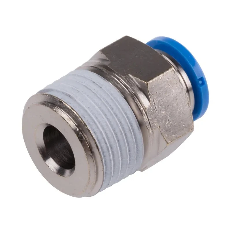 Festo Pneumatic Fitting QS Series 10mm Push-in Tube to 1/2 in R Male Threaded Connection Nickel Finished Brass QS-1/2-10