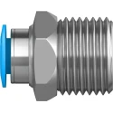 Festo Pneumatic Fitting QS Series 10mm Push-in Tube to 1/2 in R Male Threaded Connection Nickel Finished Brass QS-1/2-10