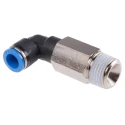 Festo Nickel Plated Brass Pneumatic Fitting Male R 1/2 in Metric G R Push-in, QSLL-1/2-10