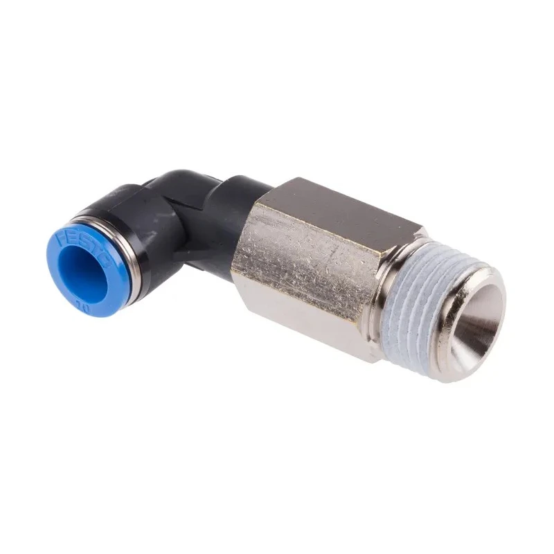 Festo Nickel Plated Brass Pneumatic Fitting Male R 1/2 in Metric G R Push-in, QSLL-1/2-10