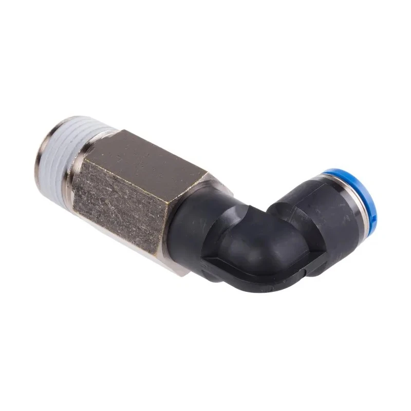Festo Nickel Plated Brass Pneumatic Fitting Male R 1/2 in Metric G R Push-in, QSLL-1/2-10