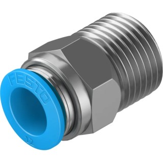 Festo Pneumatic Fitting 12mm Push-in, Male, 1/2 in R Threaded Connection QS-1/2-12