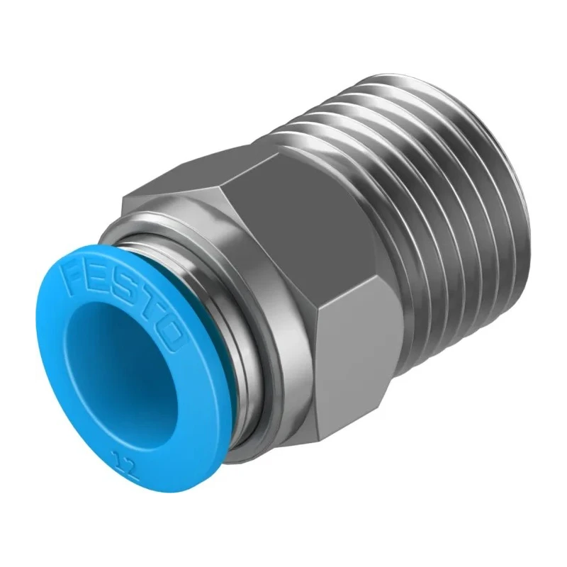 Festo Pneumatic Fitting 12mm Push-in, Male, 1/2 in R Threaded Connection QS-1/2-12