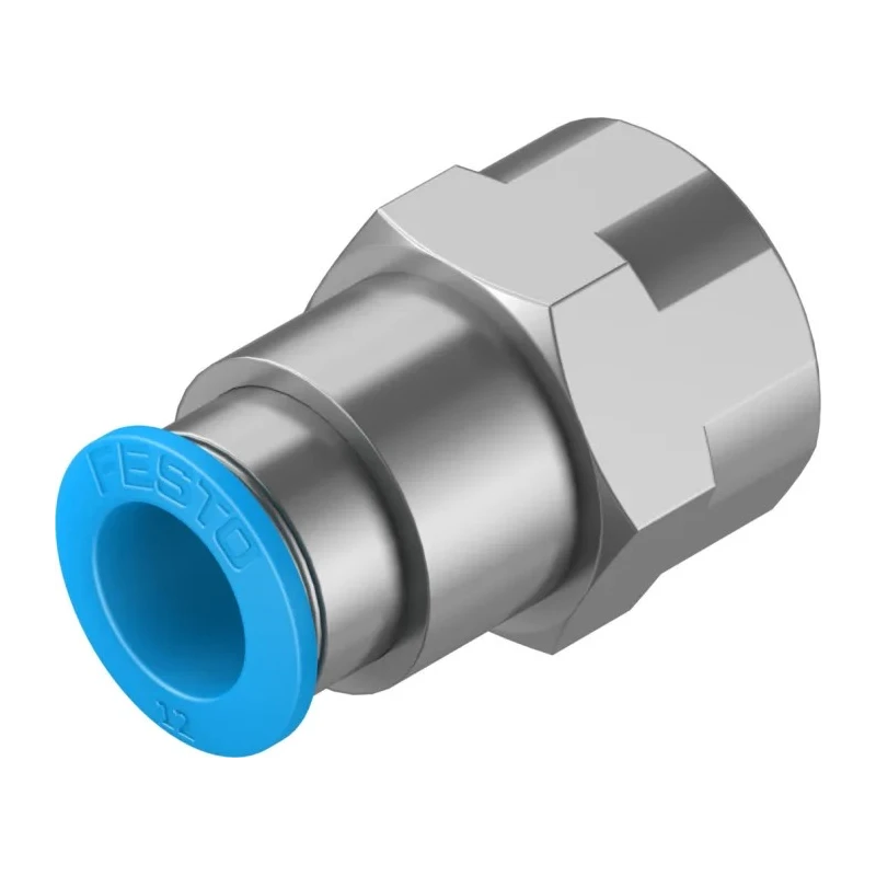 Festo Pneumatic Fitting Push-in 12mm to G 1/2 Female Threaded Adaptor Nickel-Plated Brass 14 bar 80°C QSF-1/2-12-B