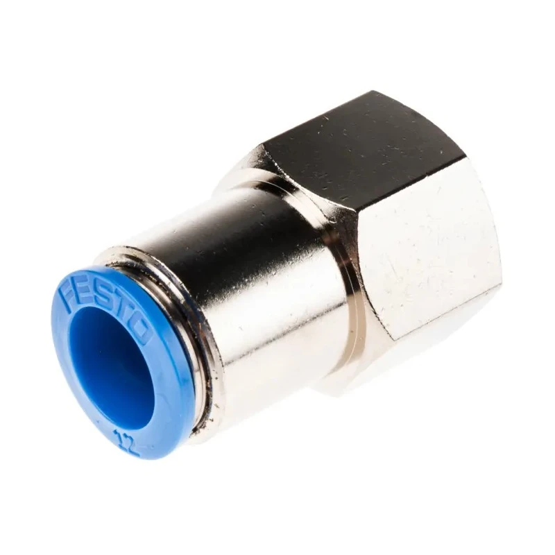 Festo Pneumatic Fitting Push-in 12mm to G 1/2 Female Threaded Adaptor Nickel-Plated Brass 14 bar 80°C QSF-1/2-12-B