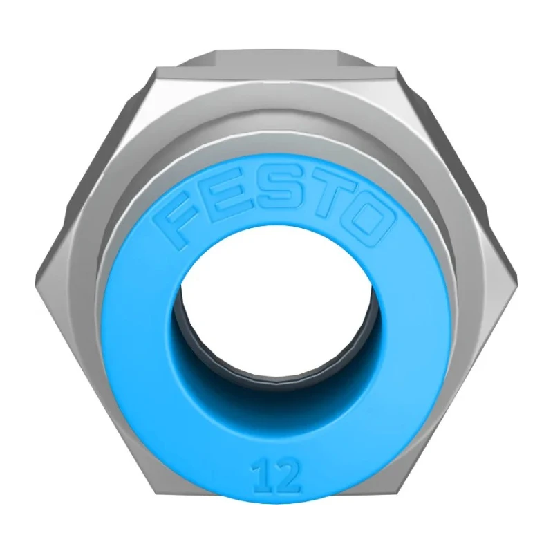 Festo Pneumatic Fitting Push-in 12mm to G 1/2 Female Threaded Adaptor Nickel-Plated Brass 14 bar 80°C QSF-1/2-12-B