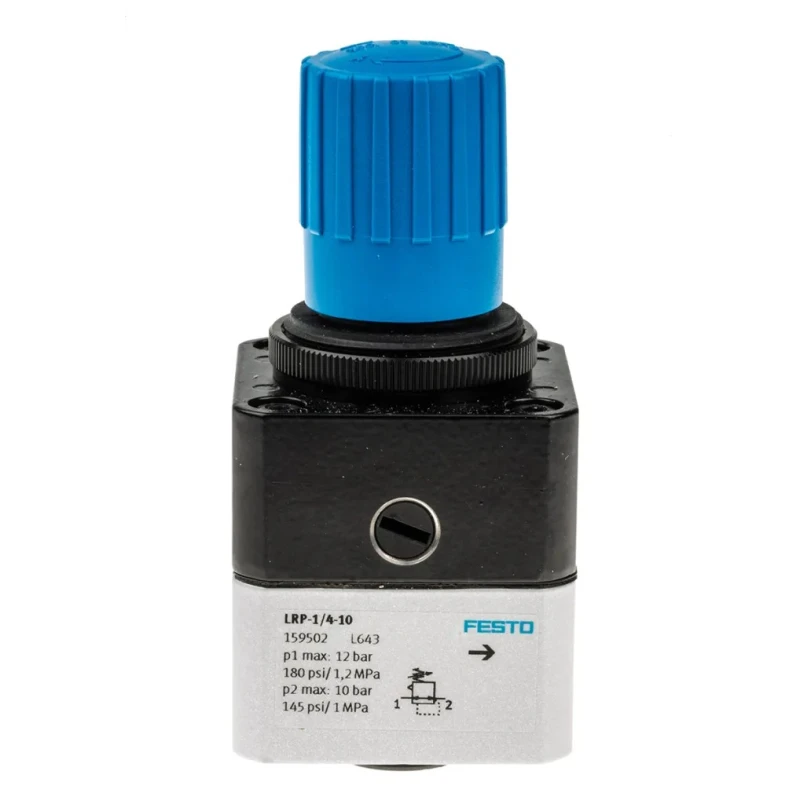 Festo Pneumatic Regulator LRP Series G 1/4 Inlet Connection 12 Bar Max Operating Pressure Aluminium Body LRP-1/4-10