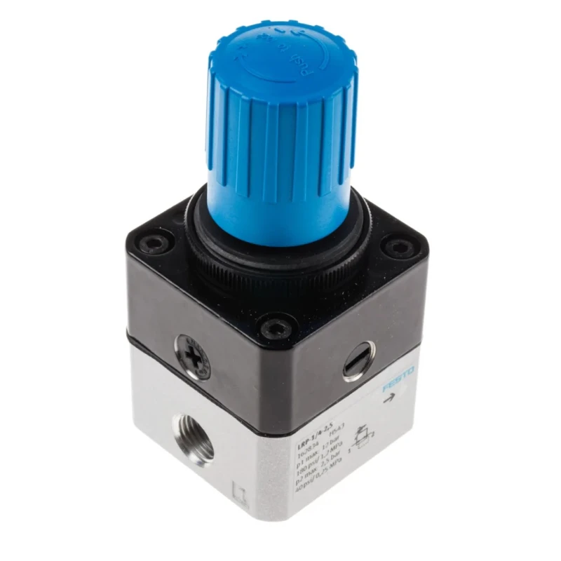 Festo Pneumatic Regulator Aluminium Body Threaded Inlet G 1/4, Max Pressure 12 Bar, Operating Temperature -10 to LRP-1/4-2,5