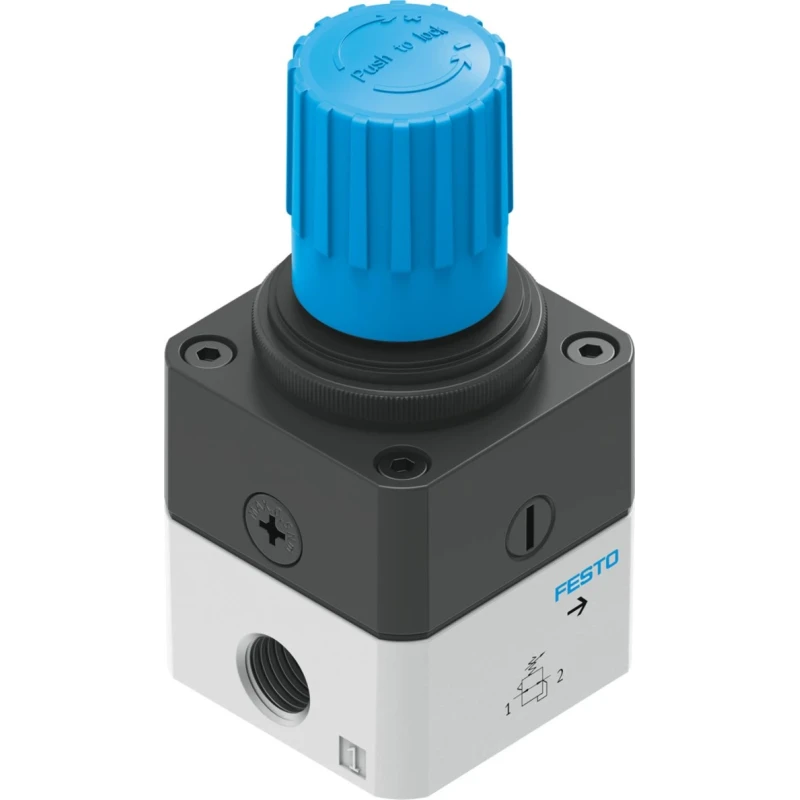 Festo Pneumatic Regulator LRP Series G 1/4 Inlet, Adjustable 1 to 4 Bar Pressure, Max 8 Bar Operating Pressure LRP-1/4-4