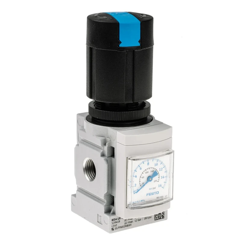 Festo Pneumatic Regulator G 1/4 Female, Maximum Operating Pressure 20 bar, Operating Temperature -10°C to MS4-LR-1/4-D7-AS