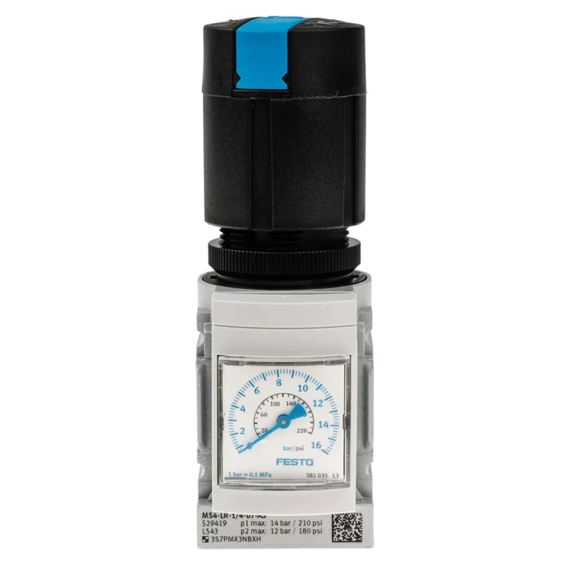 Festo Pneumatic Regulator G 1/4 Female, Maximum Operating Pressure 20 bar, Operating Temperature -10°C to MS4-LR-1/4-D7-AS