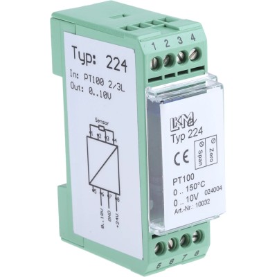 LKMelectronic Temperature Transmitter PT100 Input 35V, Operating Temp Range -40°C to 85°C LKM 224/2