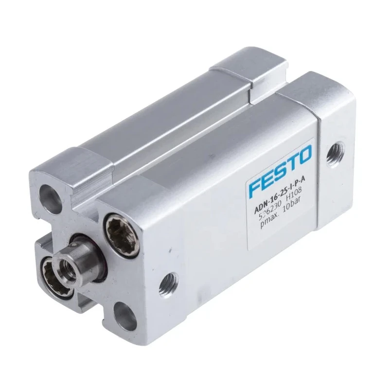 Festo Pneumatic Cylinder, ADN Series, Double Acting, 16mm Bore, 25mm Stroke, Aluminium Body, 10 Bar Pressure ADN-16-25-I-P-A