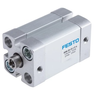 Festo Pneumatic Cylinder ADN Series 20mm Bore, 25mm Stroke, Double Acting, Aluminium Body, Through Hole Mount ADN-20-25-I-P-A