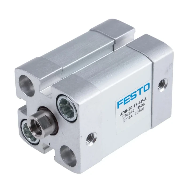 Festo Pneumatic Cylinder ADN Series Double Acting, 20 mm Bore, 15 mm Stroke, Aluminium Body, Model ADN-20-15-I-P-A