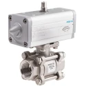 Festo Pneumatic Actuated 3-Way Ball Valve with T-Shaped Hole Stainless Steel Type VZBA-1"-GG-63-T-22-F0405-V4V4T-PP30-R-90-C