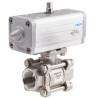 Festo Pneumatic Actuated 3-Way Ball Valve with T-Shaped Hole Stainless Steel Type VZBA-1"-GG-63-T-22-F0405-V4V4T-PP30-R-90-C