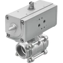 Festo Pneumatic Actuated 3-Way Ball Valve with T-Shaped Hole Stainless Steel Type VZBA-1"-GG-63-T-22-F0405-V4V4T-PP30-R-90-C
