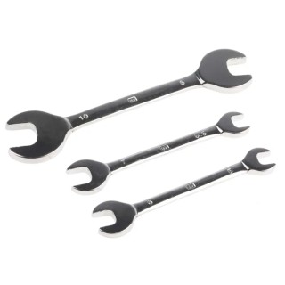RS PRO 3-Piece Chrome Vanadium Steel Open End Spanner Set, Sizes 5.5x7 mm, 8x10 mm, 5x6 mm 449-9549