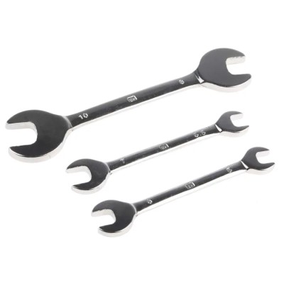 RS PRO 3-Piece Chrome Vanadium Steel Open End Spanner Set, Sizes 5.5x7 mm, 8x10 mm, 5x6 mm 449-9549