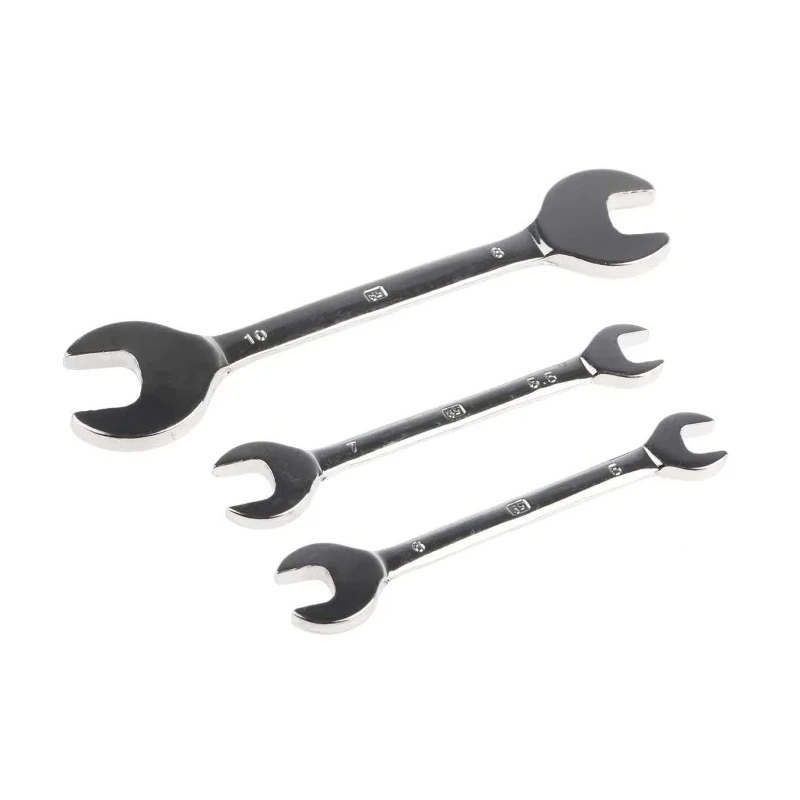 RS PRO 3-Piece Chrome Vanadium Steel Open End Spanner Set, Sizes 5.5x7 mm, 8x10 mm, 5x6 mm 449-9549