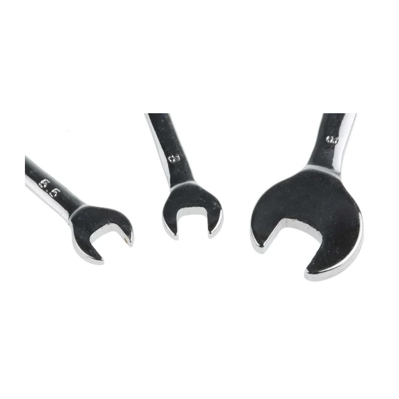 RS PRO 3-Piece Chrome Vanadium Steel Open End Spanner Set, Sizes 5.5x7 mm, 8x10 mm, 5x6 mm 449-9549