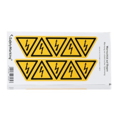 Wolk Yellow Foil Safety Label Warning for Dangerous Electrical Voltage Text 50 mm x 46 mm 30.0350