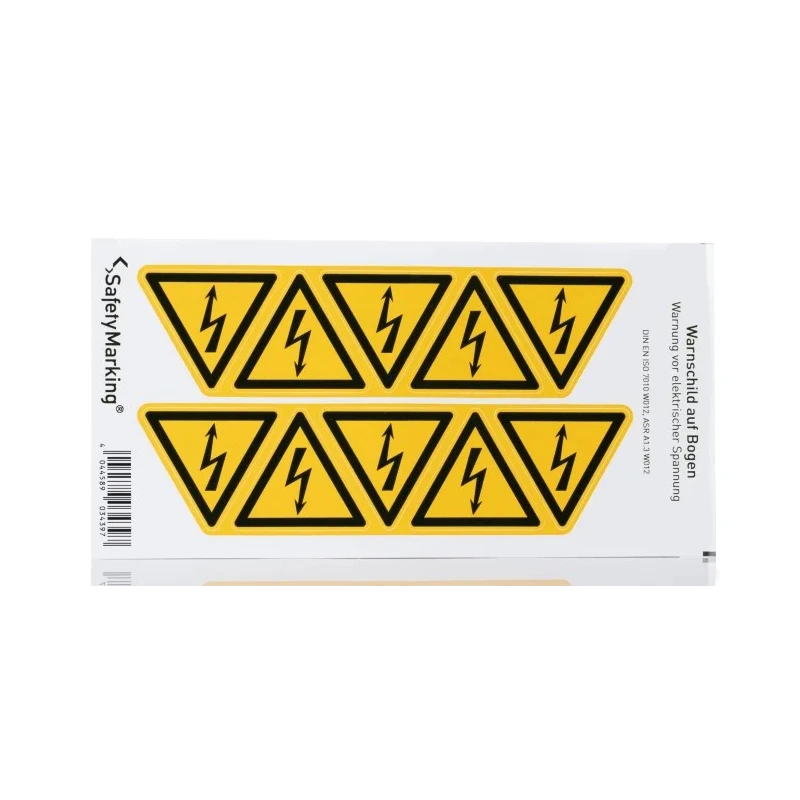 Wolk Yellow Foil Safety Label Warning for Dangerous Electrical Voltage Text 50 mm x 46 mm 30.0350