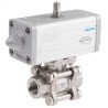 Festo Pneumatic Actuated 3-Way Ball Valve with T-Shaped Hole Stainless Steel 63 VZBA-1/2"-GG-63-T-22-F0304-V4V4T-PP15-R-90-C