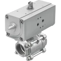 Festo Pneumatic Actuated 3-Way Ball Valve with T-Shaped Hole Stainless Steel 63 VZBA-1/2"-GG-63-T-22-F0304-V4V4T-PP15-R-90-C