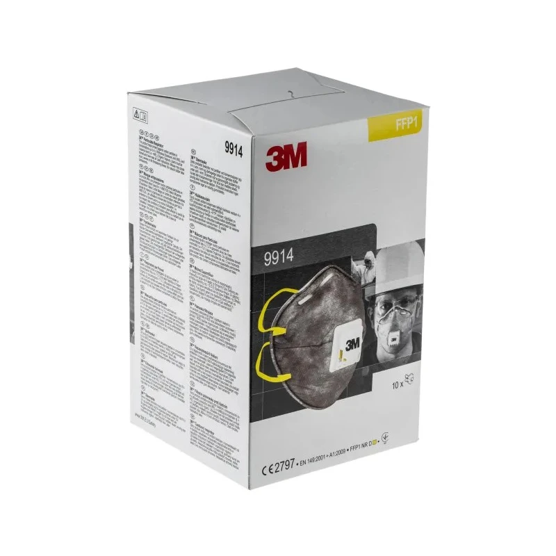 3M 9900 Speciality Series Respirator Mask, Disposable Face Mask with Adjustable Nose Clip, Polyester Straps, 10 Per Pack FFP1
