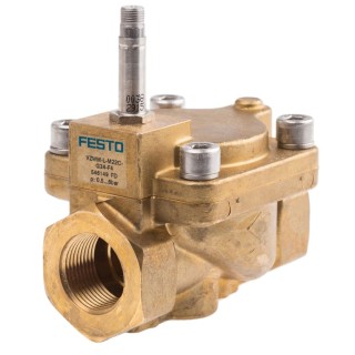 Festo Pneumatic Solenoid Valve 2/2 Solenoid Spring G Brass Body 3/4 in Port Size 6.8W Power VZWM-L-M22C-G34-F4