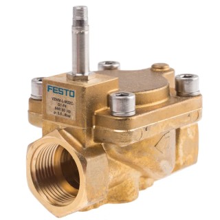 Festo Pneumatic Solenoid Valve 2/2 NC Solenoid/Spring Type G, 1 Inch Port, 6.8W Power, Brass Body VZWM-L-M22C-G1-F4