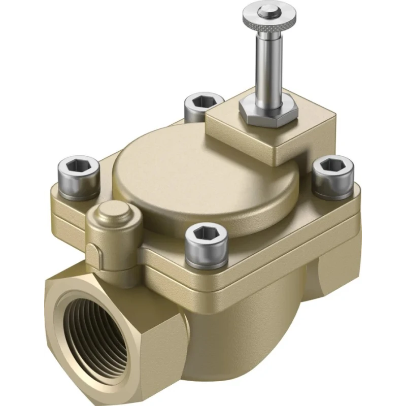 Festo Pneumatic Solenoid Valve 2/2 NC Solenoid/Spring Type G, 1 Inch Port, 6.8W Power, Brass Body VZWM-L-M22C-G1-F4