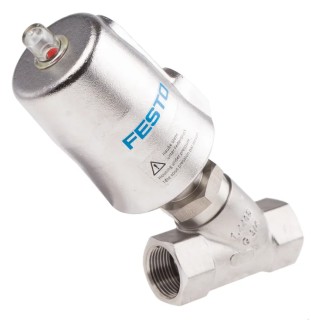 Festo Angle Seat Pneumatic Actuated Valve 3/4 in Threaded Connection 20 bar Operating VZXF-L-M22C-M-B-G34-180-M1-V4V4T-50-20