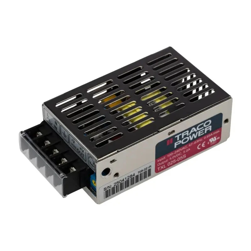 TRACOPOWER Switching Power Supply 5V DC 25W Chassis Mount 85-264V AC Input TXL 025-05S