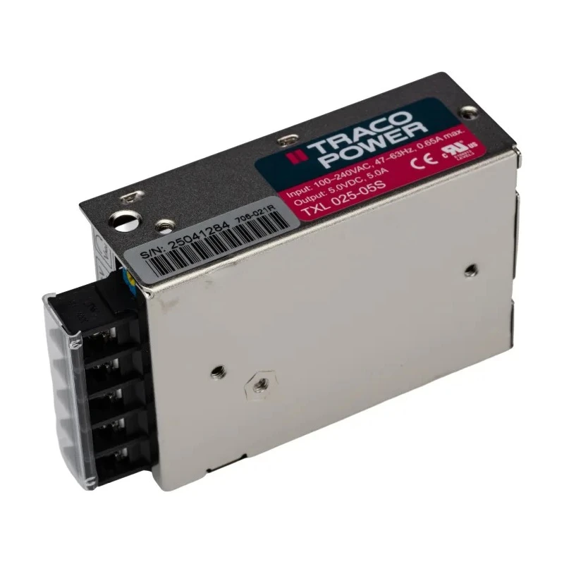 TRACOPOWER Switching Power Supply 5V DC 25W Chassis Mount 85-264V AC Input TXL 025-05S