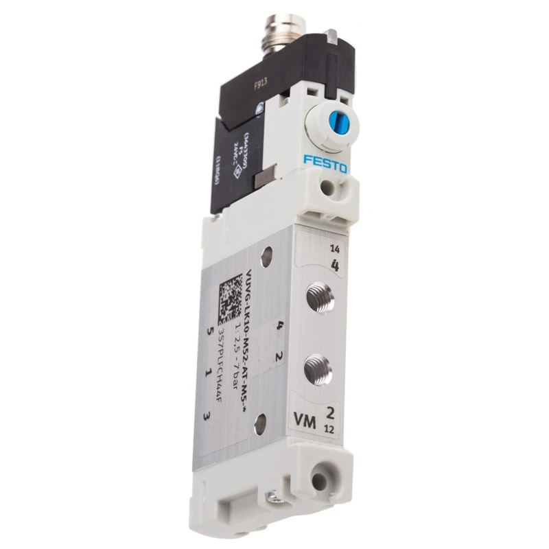 Festo Solenoid Valve 5/2 Solenoid/Spring Metric VUVG Series 24V DC Aluminium Alloy Body 7 bar VUVG-LK10-M52-AT-M5-1R8L-S