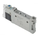Festo 5/2 Solenoid Valve, Single Solenoid/Spring Actuation, Metric M5 Port, Aluminium Alloy Body VUVG-LK10-M52-AT-M5-1H2L-S