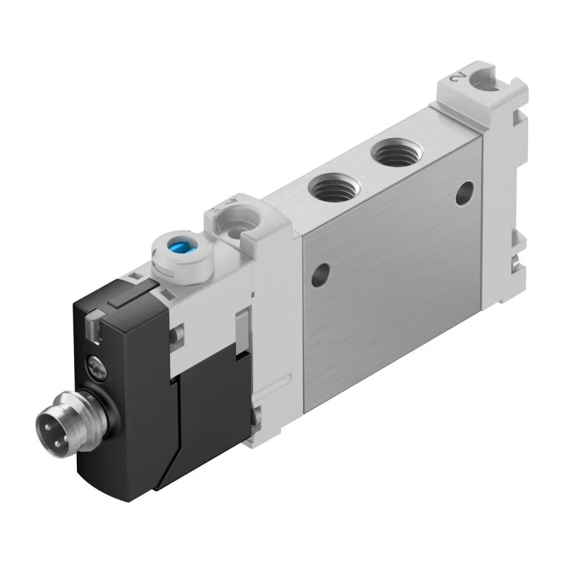 Festo Pneumatic 5/2 Solenoid Valve Single Solenoid/Spring Actuation M7 Port 24V DC Aluminium Body VUVG-LK10-M52-AT-M7-1R8L-S