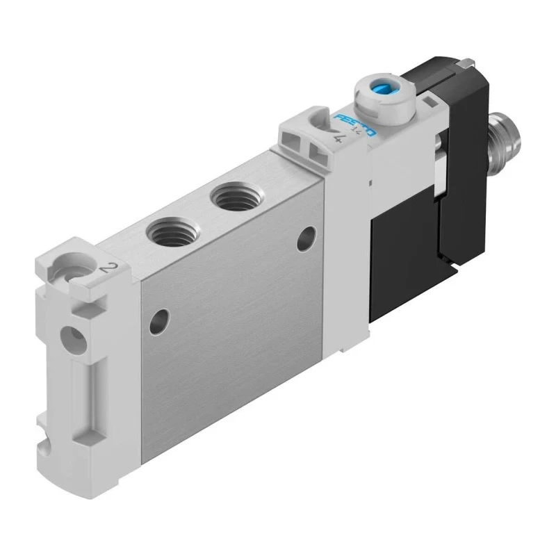 Festo Pneumatic 5/2 Solenoid Valve Single Solenoid/Spring Actuation M7 Port 24V DC Aluminium Body VUVG-LK10-M52-AT-M7-1R8L-S