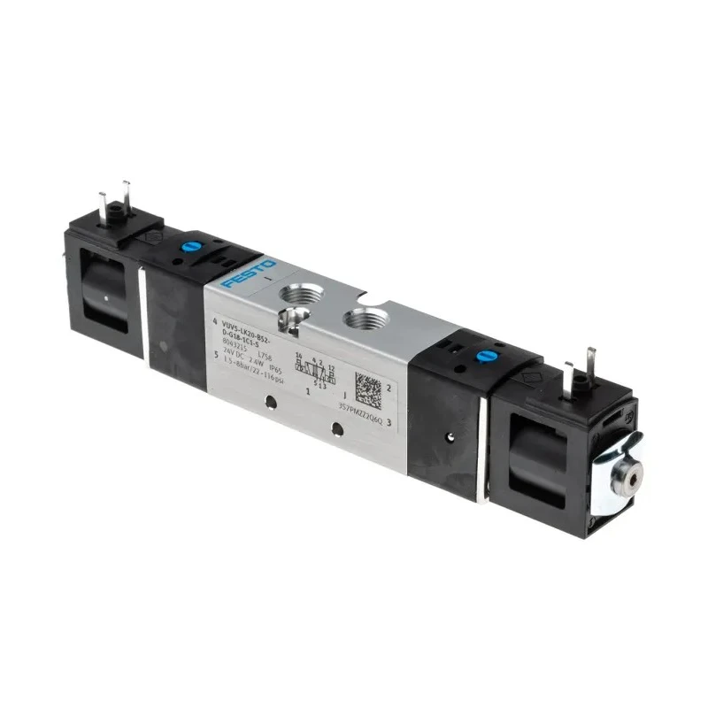 Festo 5/2 Pneumatic Solenoid Valve G 1/8 24V DC Aluminium Alloy Body VUVS-LK20-B52-D-G18-1C1-S